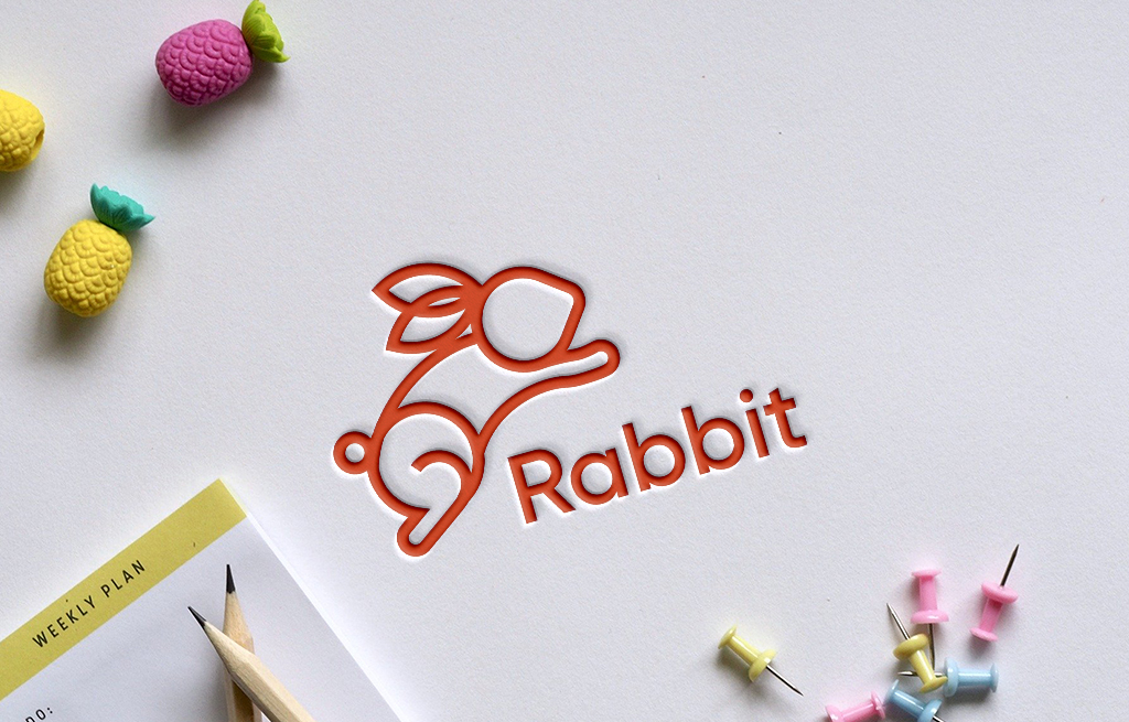 Logo design for the word rabbit