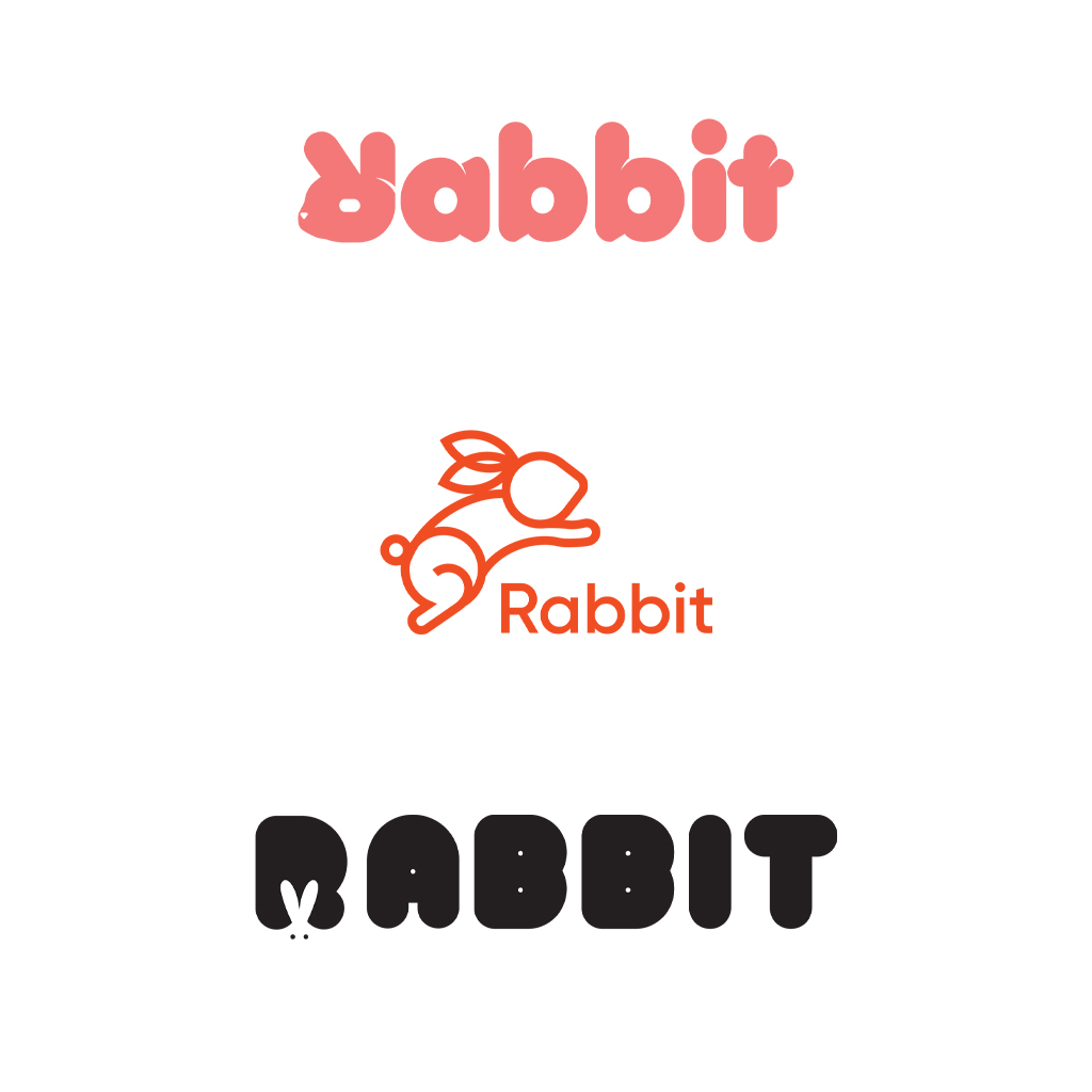 Logo design for the word rabbit